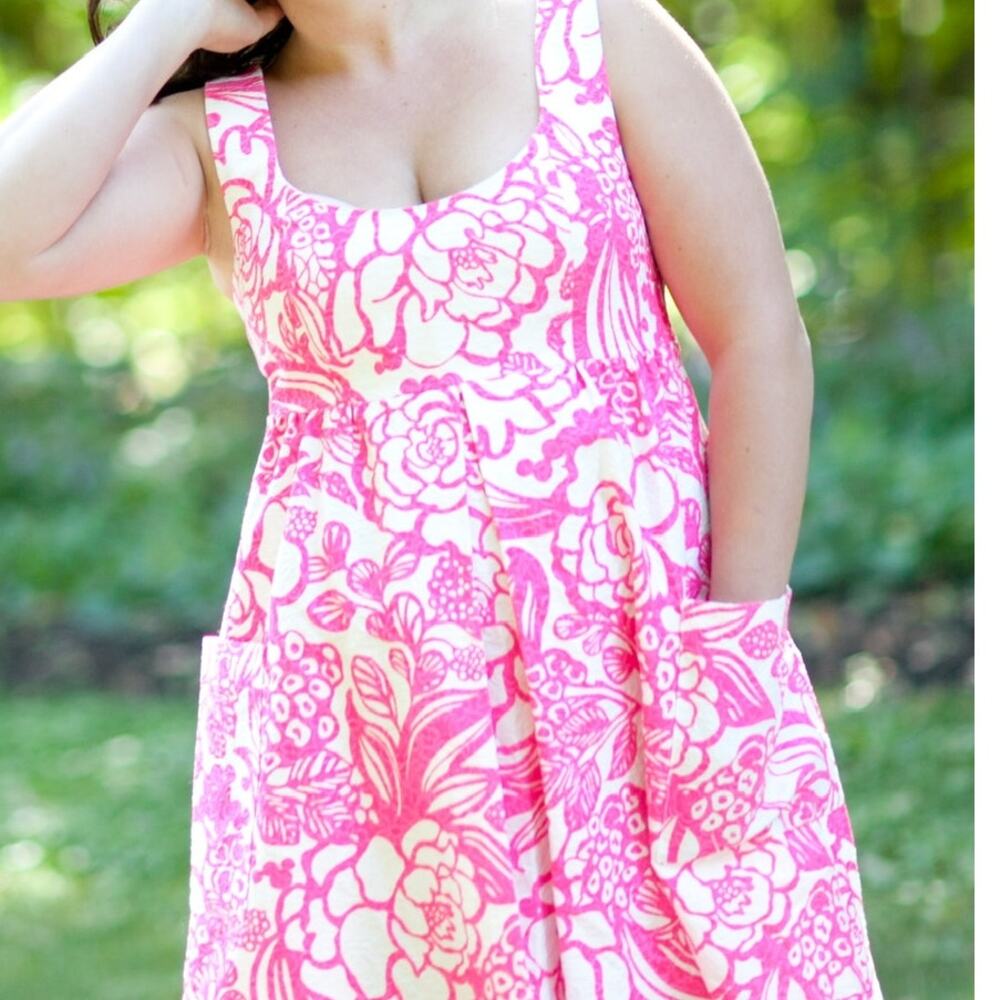 Anthropologie Vanessa Virginia Garden Party Pink Floral Jacquard A-Line Dress